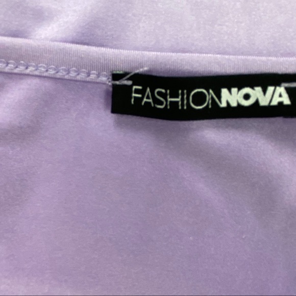 Fashion Nova | Lilac Purple Cut Out Body Suit Long Sleeve Thong back - Picture 14 of 16